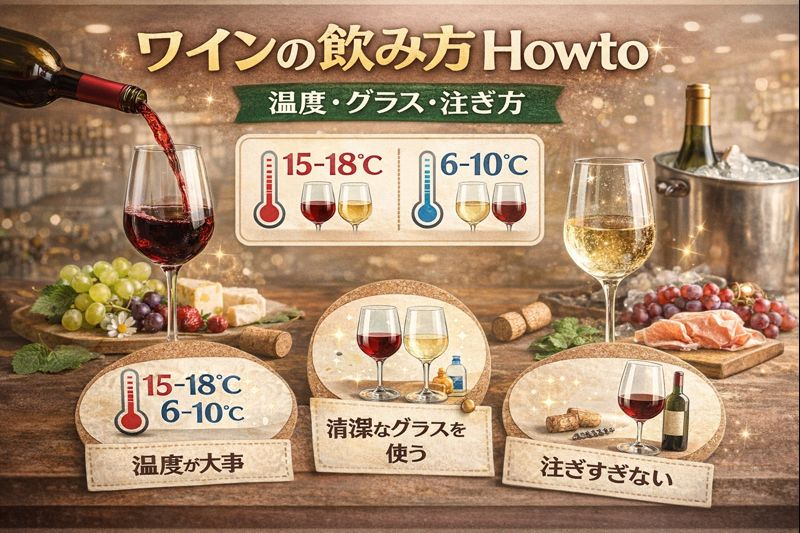 ワインの飲み方Howto｜温度・グラス・注ぎ方