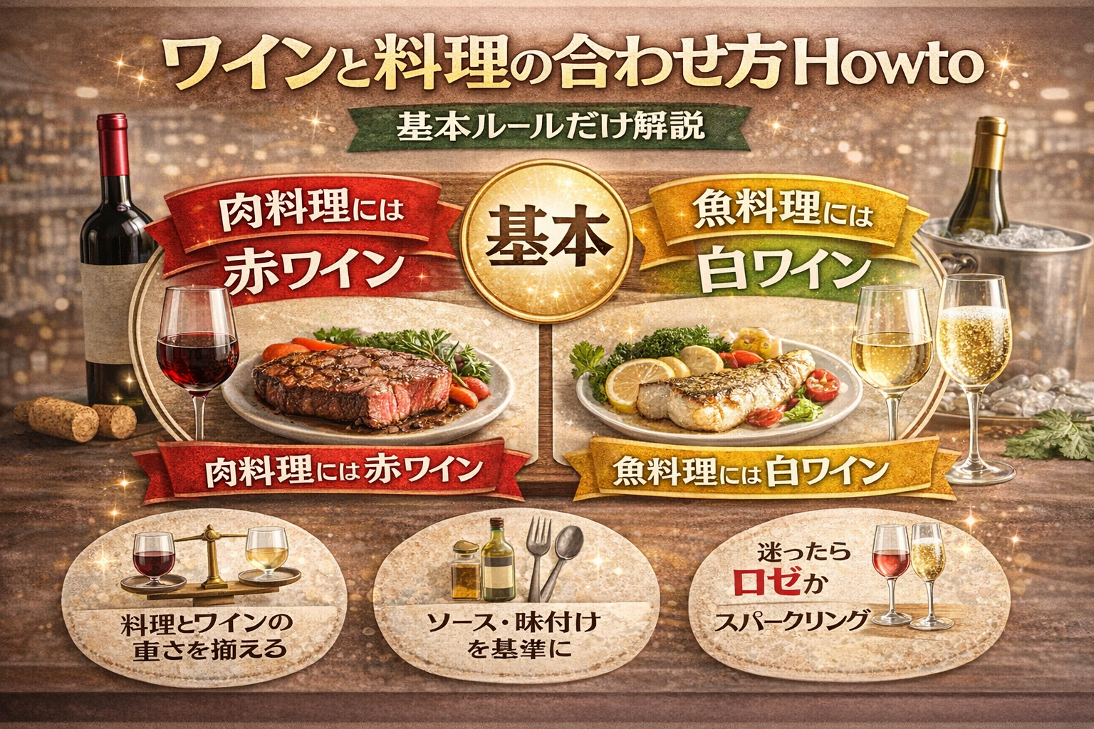 ワインと料理の合わせ方Howto｜基本ルールだけ解説